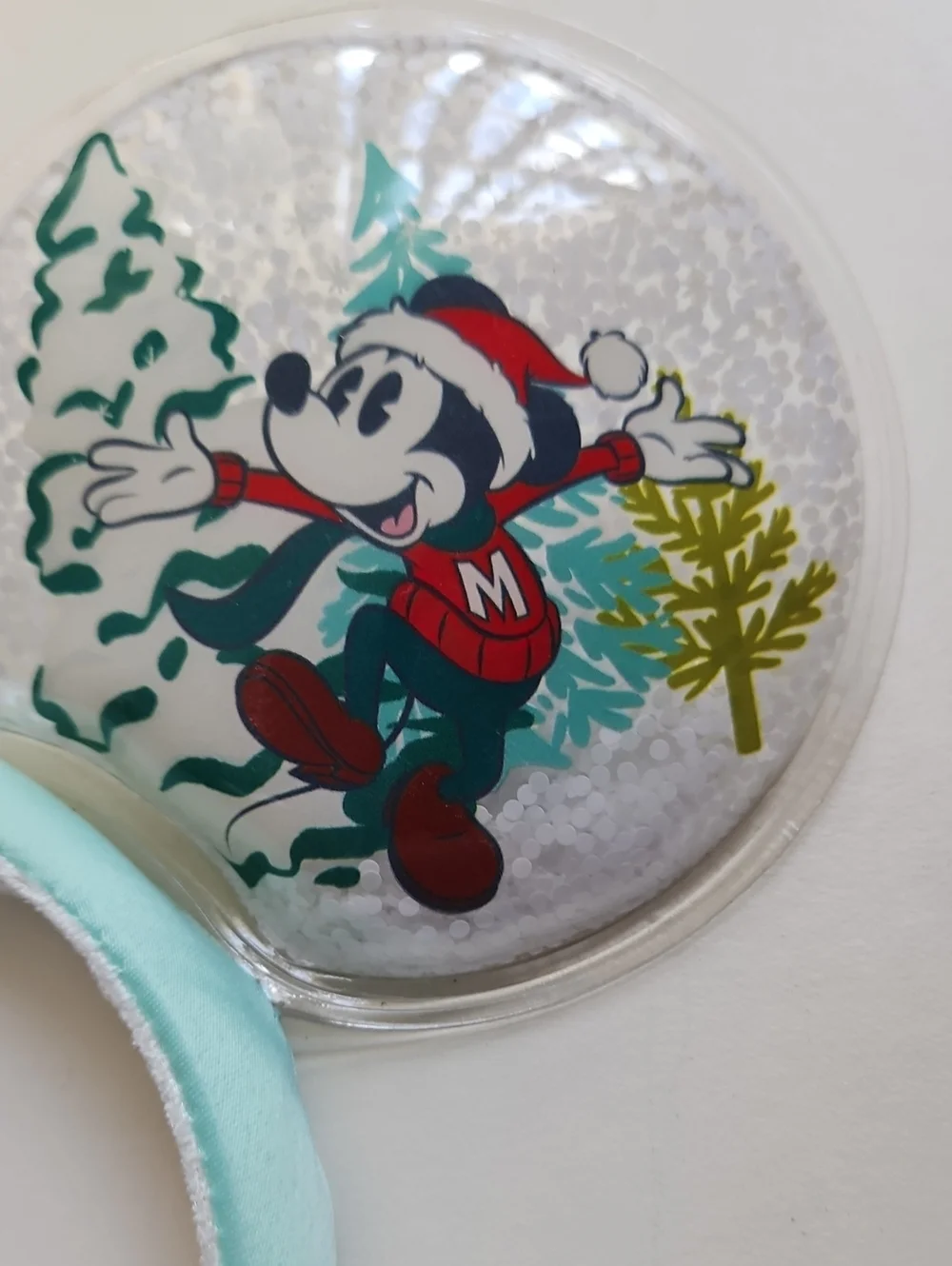 NWT Minnie And Mickey Wimter Scene Mint Velvet Padded Headband - Mint Green